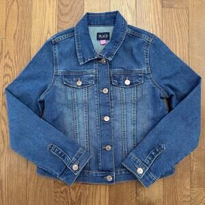 The Childrens Place Denim Youth Girl's Blue Cotton Blend Jeans Jacket Sz L 10-12